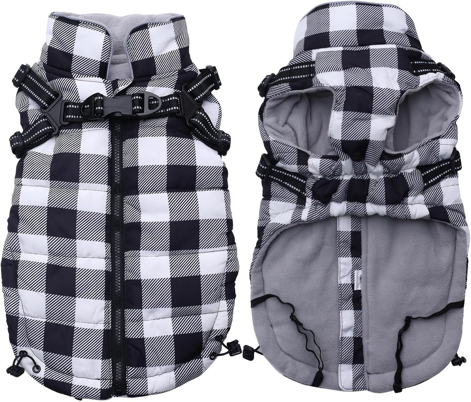 Waterproof Dog Coat with Harness Built in, Dog Winter Jacket,Puppy Vest Small Pet Clothes with Fleece Lining,Ideal for Outdoor and Indoor-Red-XS