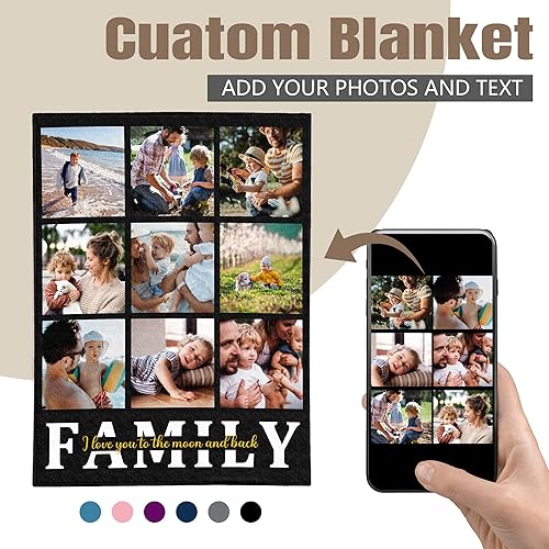 Miniatura 2 de Ships Next Day, Manta personalizada con texto con imagen impresa en Estados Unidos, mantas y mantas personalizadas con fotos personalizadas, regalos