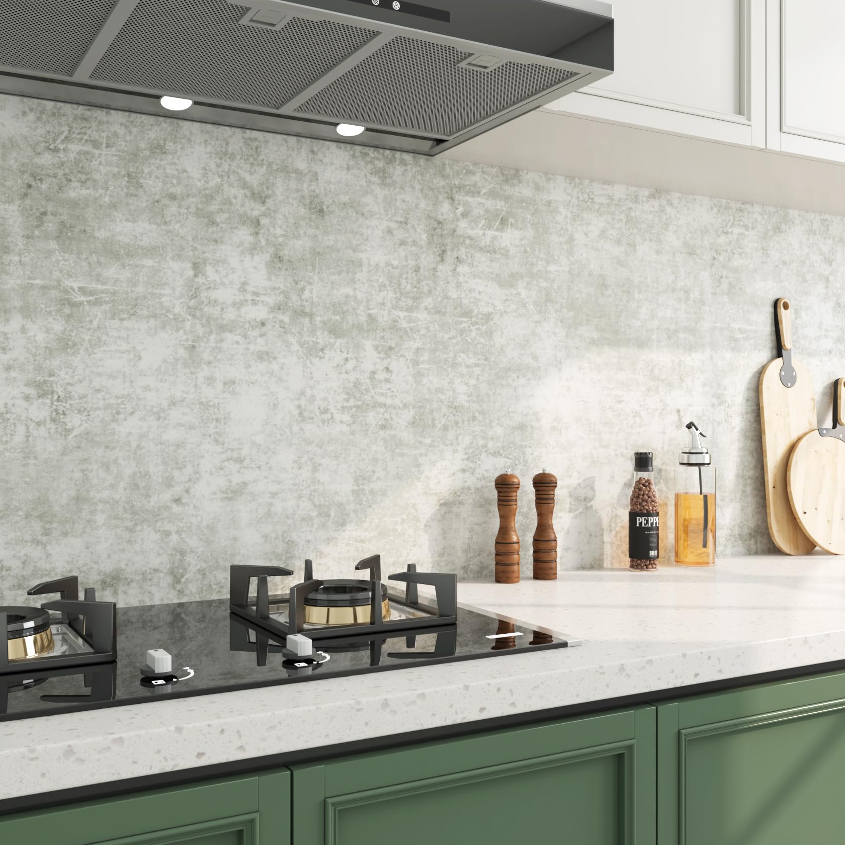 ReWallpaper White Cement Wallpaper for Bedroom Thicken 40CM×7M Light Grey Concrete Wallpaper for Living Room Vintage Vinyl Wrap for Kitchen Cabinets Wall Paper Roll Bathroom Waterproof - Image 2