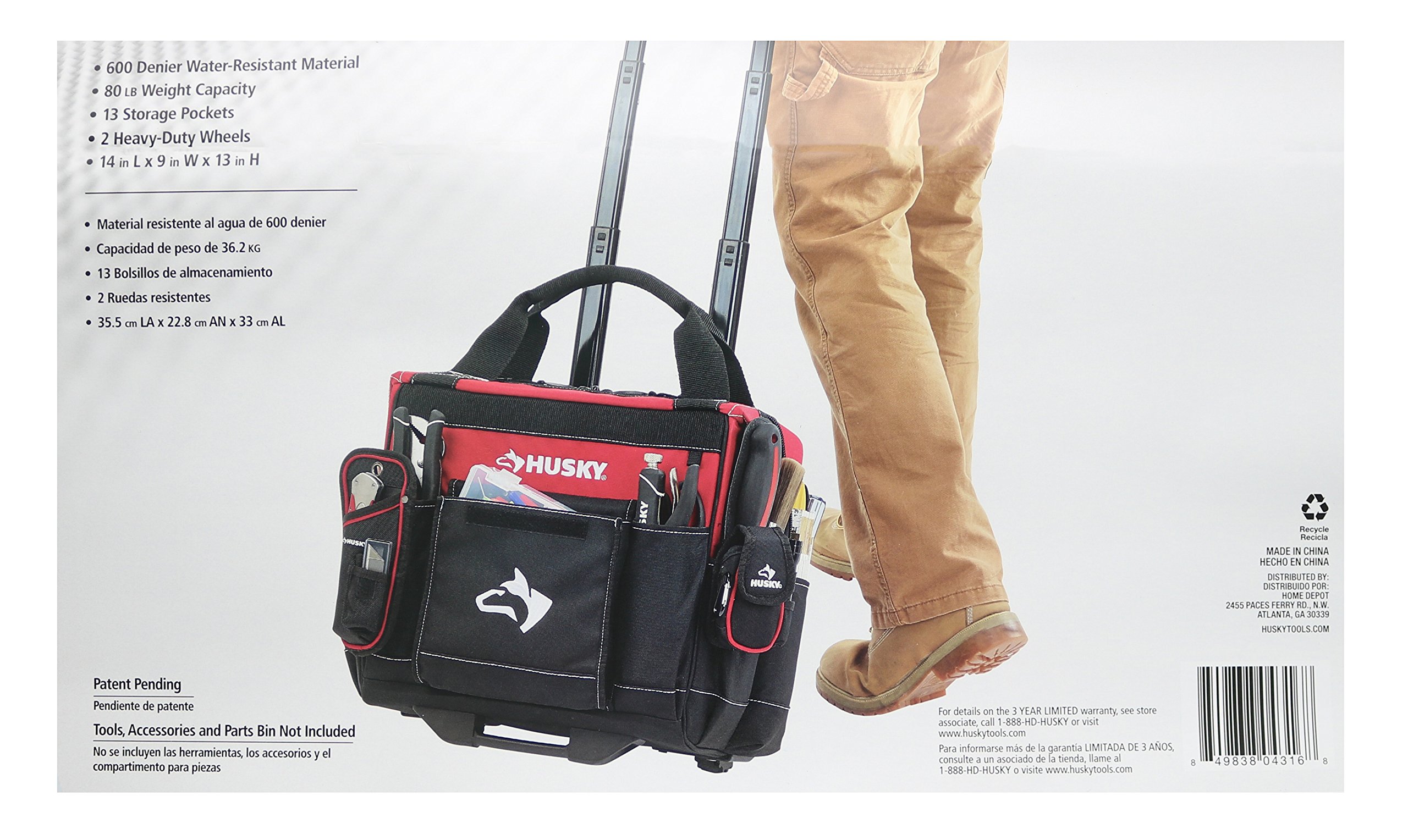 Husky 14 Inch 600Denier Red WaterResistant Contractors Rolling Tool