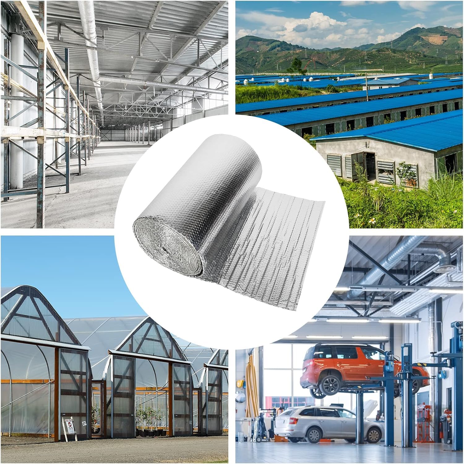 Dripex Isolante Termico 60cm x 10m, Pannelli Isolanti Termici per Interni di Alluminio Bifacciale a Bolle 4mm, Termico e Termoriflettente per Radiatori, Porte, Finestre, Pavimenti, Tetti