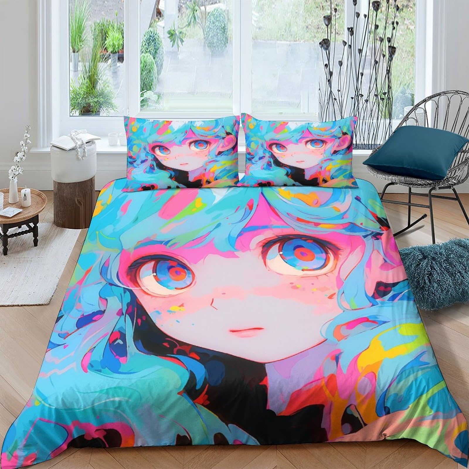 Housses de couette 3D pour lit d'enfant et ado parure de lit style japonais