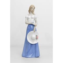 Porcelain Figurine Posing Lady Holding her hat Sculpture, Favor, Gift