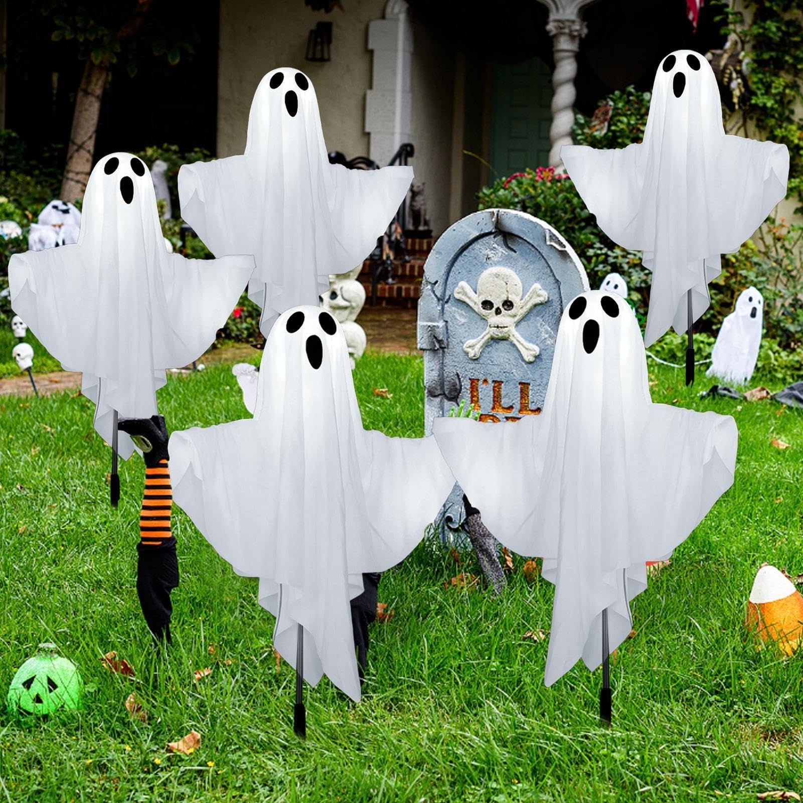 da Percorso Esterno | Addobbi paurosi e spaventosi per feste | Decorazioni fantasma illuminabili a energia solare | per giardino portico patio passerella recinzione feste festività