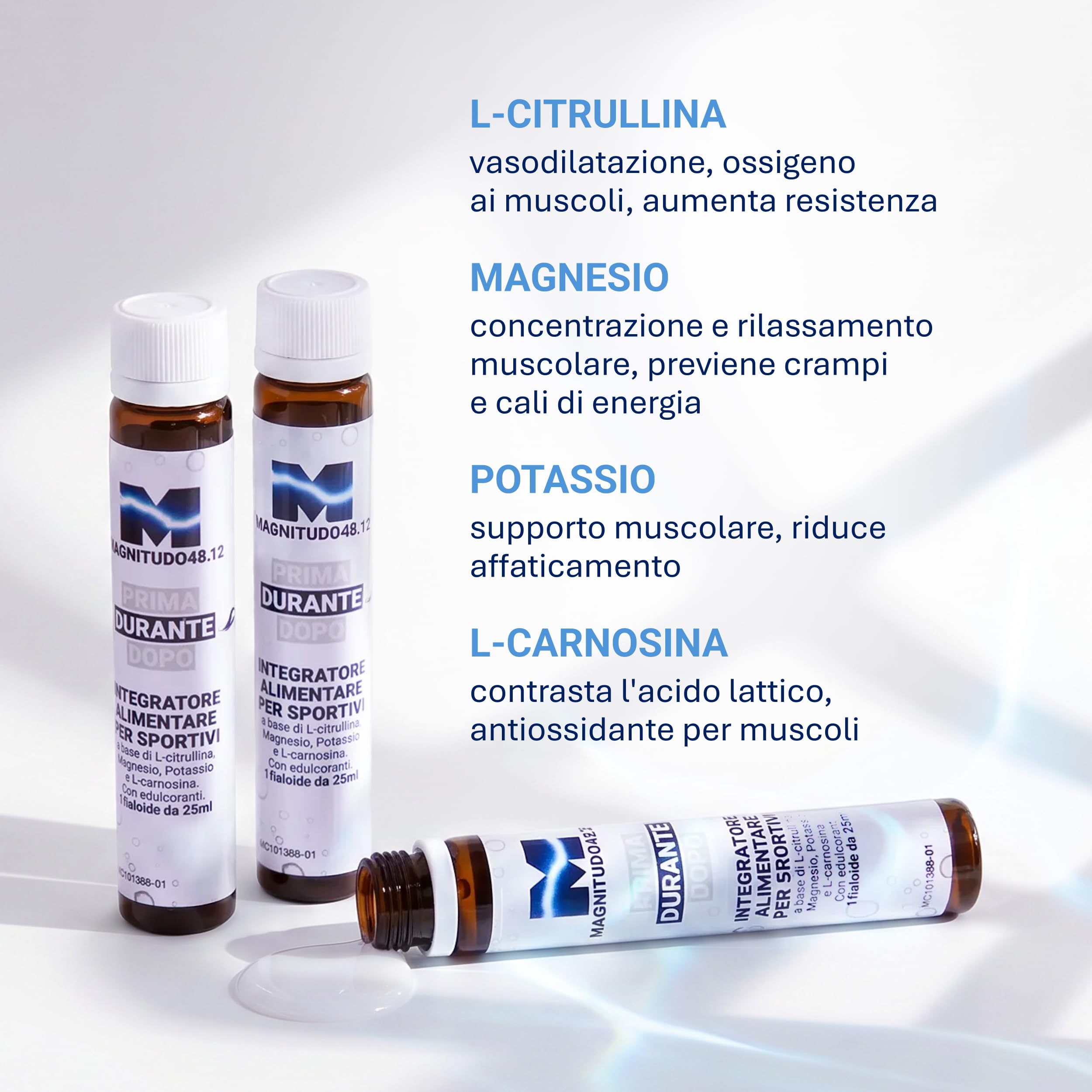 ROUGJ - Magnitudo 48.12 DURANTE - Integratore per Attività Sportiva in Fialoidi da 25ml Pensati per Supportare l’Idratazione e la Continuità Durante l’Allenamento con Formulazione Mirata in 28 Fiale