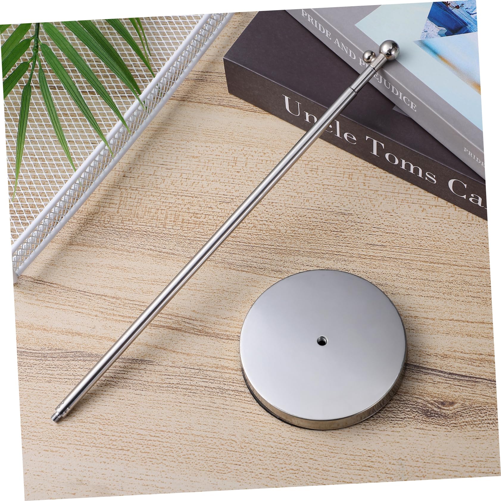 HOODANCOS Support De Drapeau De Bureau Mât De Table Double En Métal Argenté, Base Stable Résistante à L'usure, Décoration Pour Salle De Réunion Et Usage Domestique