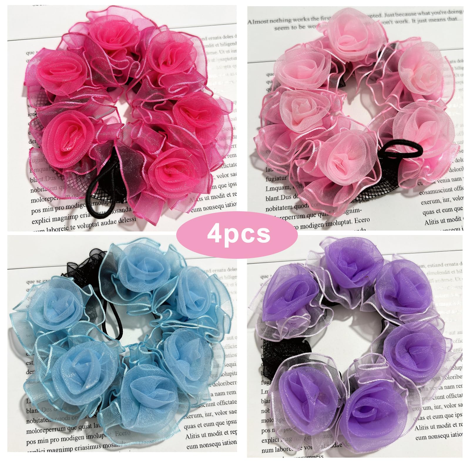Amazon.com : AsggBah 4pcs Colored Elastic Hair Bun Covers  display picture 1