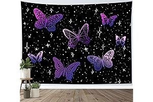 Enticing Tapestry Butterfly Wall Tapestry Adorned With Fantasy Purple Butterflies