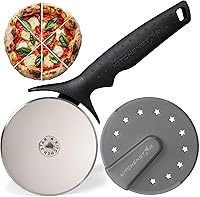 KitchenStar Pizza Cutter Wheel: Razor-Sharp 304 Stainless Steel Blade, Anti-Wobble Axle, Ergonomic Non-Slip Grip & Protective Cover, Dishwasher Safe