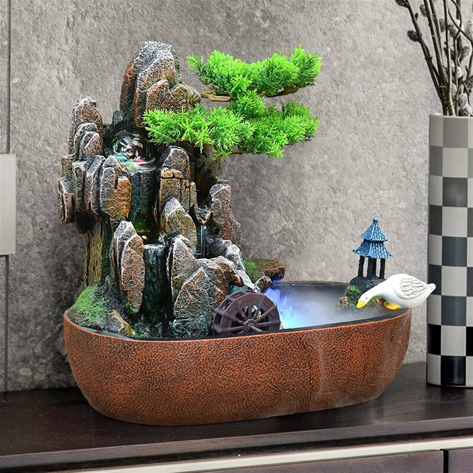Fontaine De Bureau Zen Cascade - Décoration Feng Shui Avec Eau Qui Coule Pour Méditation Et Détente à La Maison Ou Au Bureau - 7