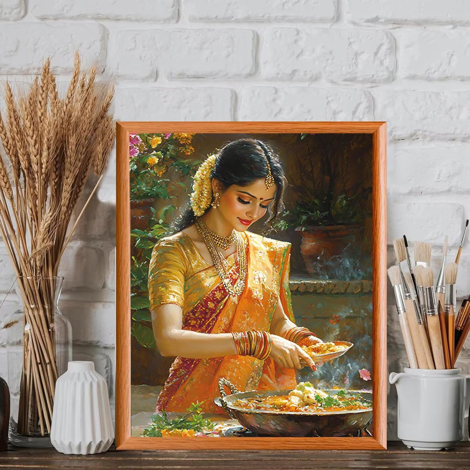 WEISHIWE Femme indienne Peinture Numero Adulte Kits, 80x100cm m-1064