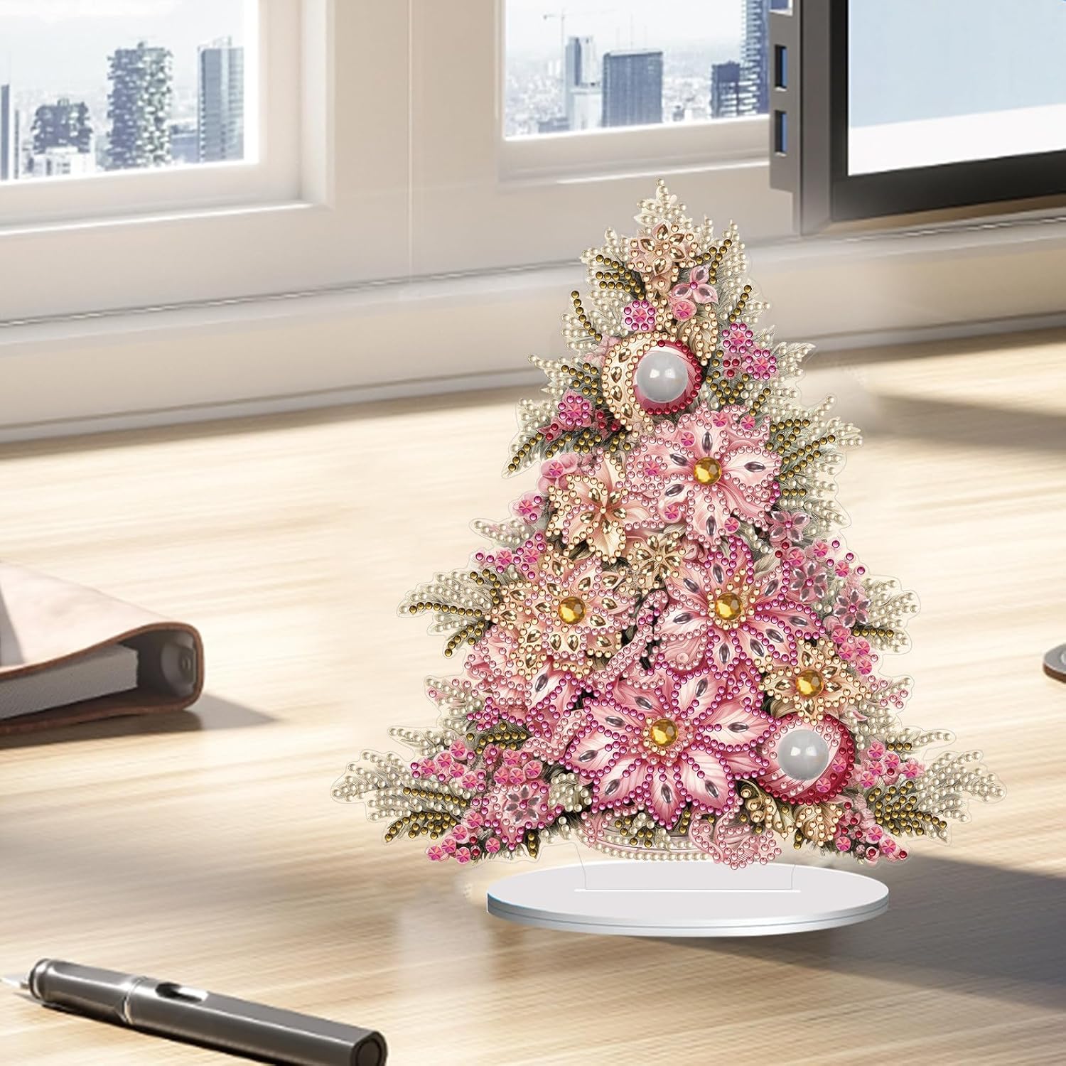 4個 DIY ダイヤモンド アート 絵画 デスクトップ オーナメント クリスマス ツリー 特殊形状 クリスタル ダイヤモンド アート