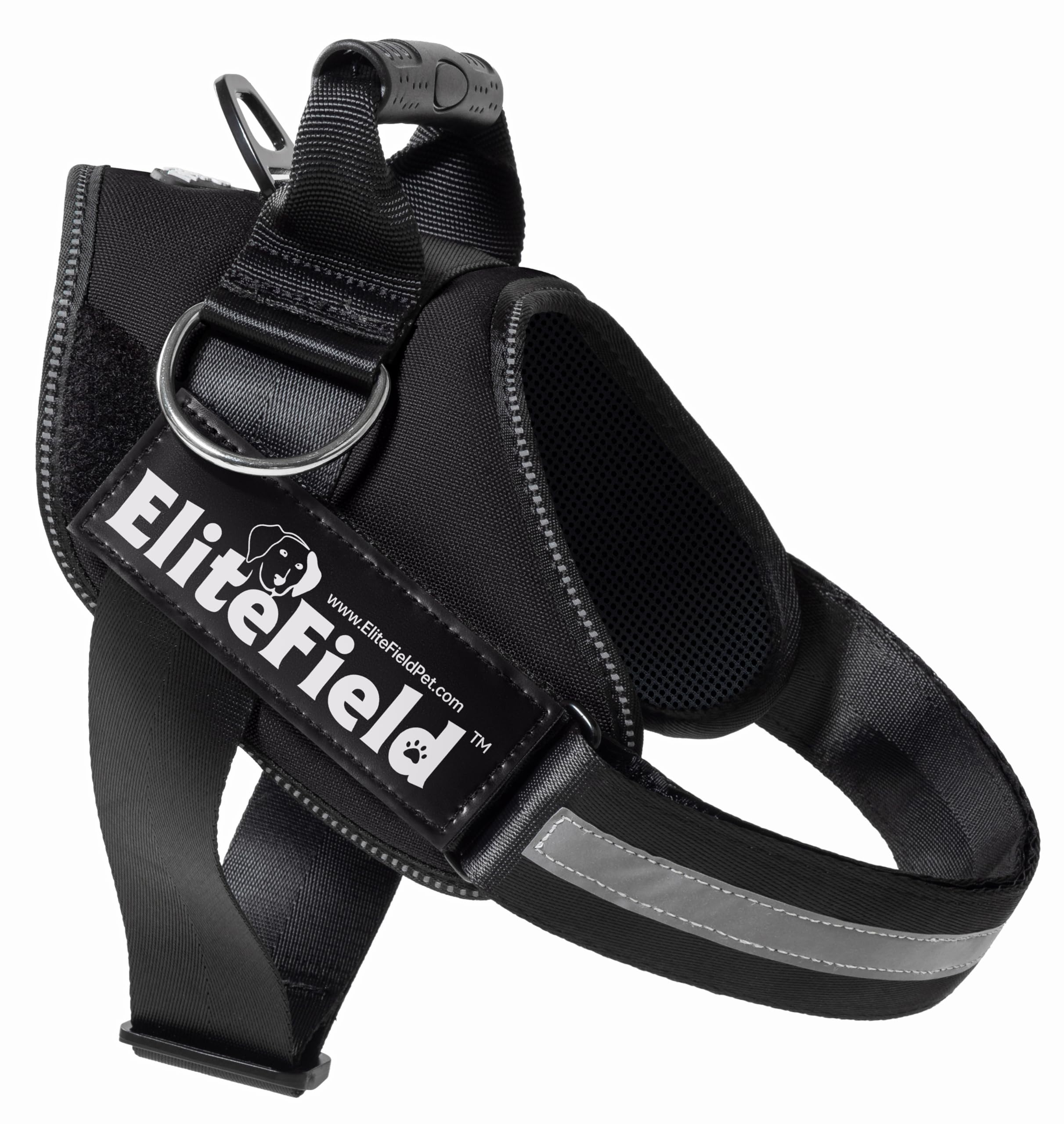 EliteField Reflektierendes Hundegeschirr mit Griff, verstellbar, atmungsaktiv, mit 3 Befestigungspunkten für die Leine, 1000D-Nylon und ID-Tags