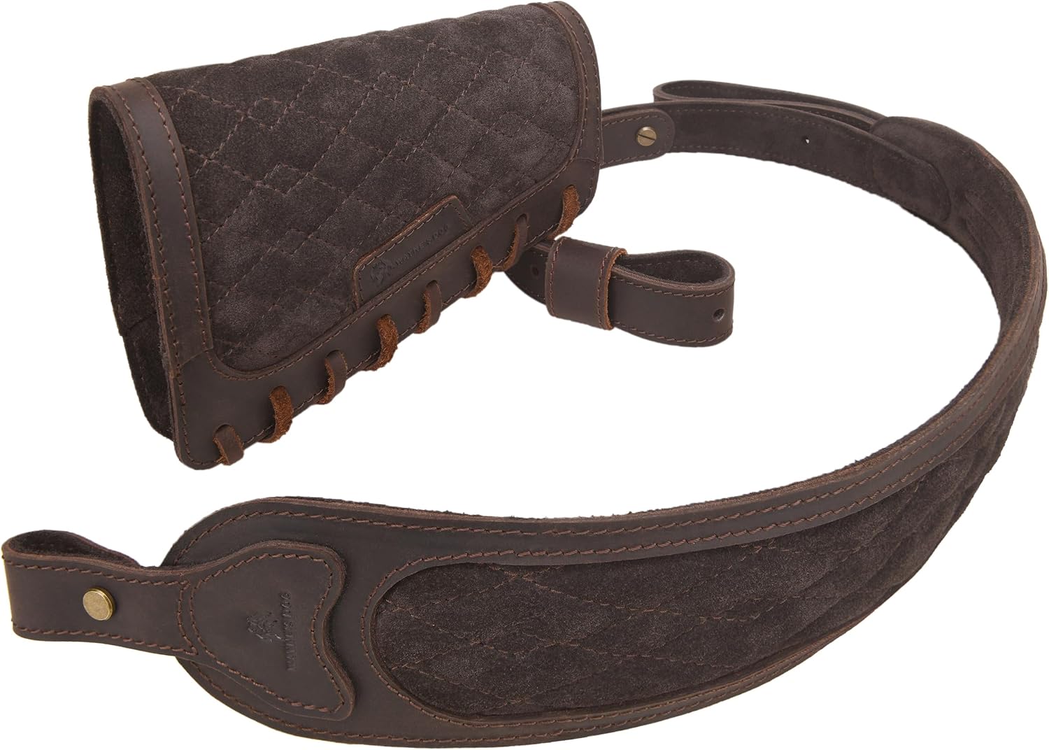 WAYNE'S DOG Leather Rifle Sling with Matched Gun Buttstock Cheek Rest Pad, Vintage Look