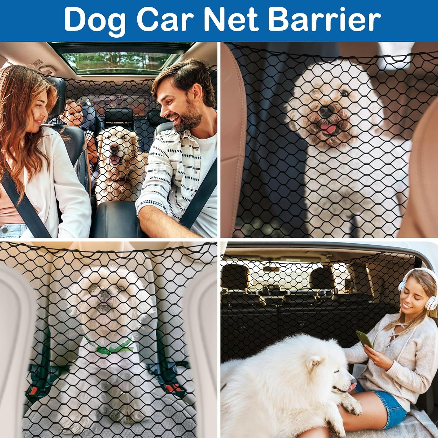 Barriera Rete Auto per Cane per Fiat Panda 3 (III) 312/319 I 2012-2022, Rete Macchina per Cani Bagagliaio Cane Auto Separatore Rete Auto per Animali