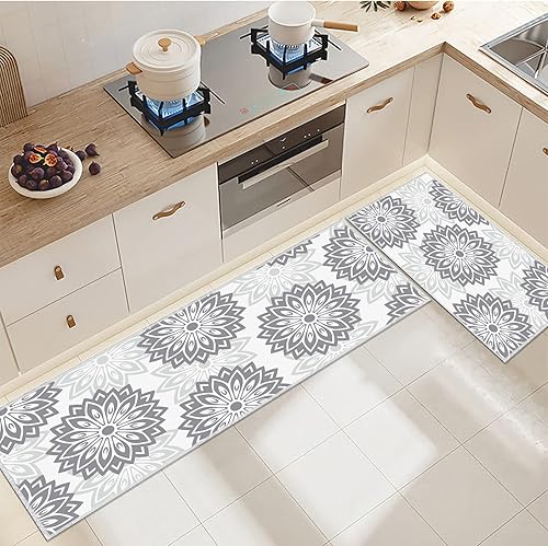 Miniatura 9 de 2 tapetes de cocina, tapetes florales marrones para el hogar, alfombra lavable para decoración de cocina (20 x 32 pulgadas, 20 x 48 pulgadas, 19.7 x