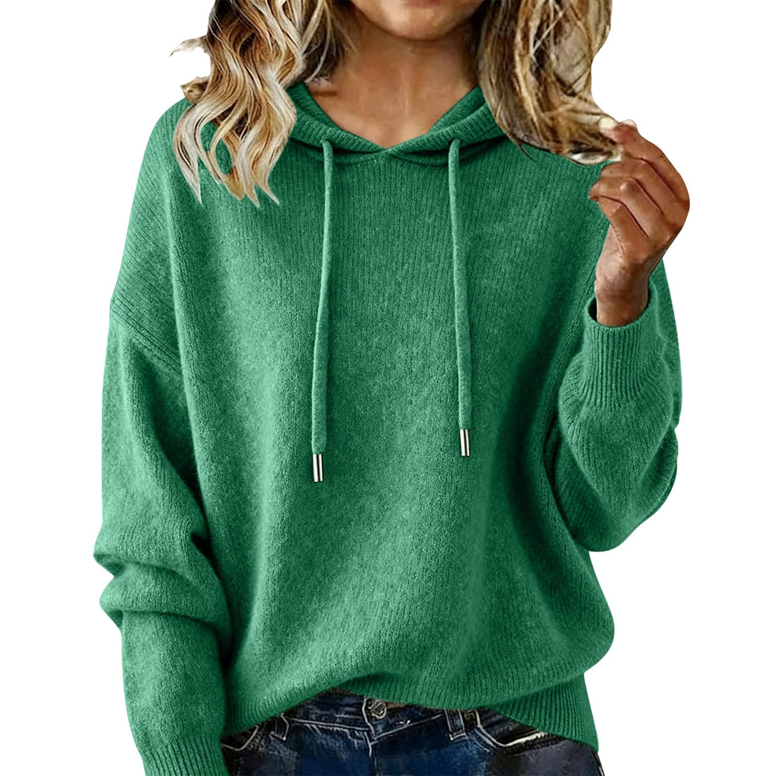Cozy Cashmere Sweaters for Women Casual Long Sleeve Pullover Hoodies Plus Size Ribbed Knitted Merino Wool Sweater
