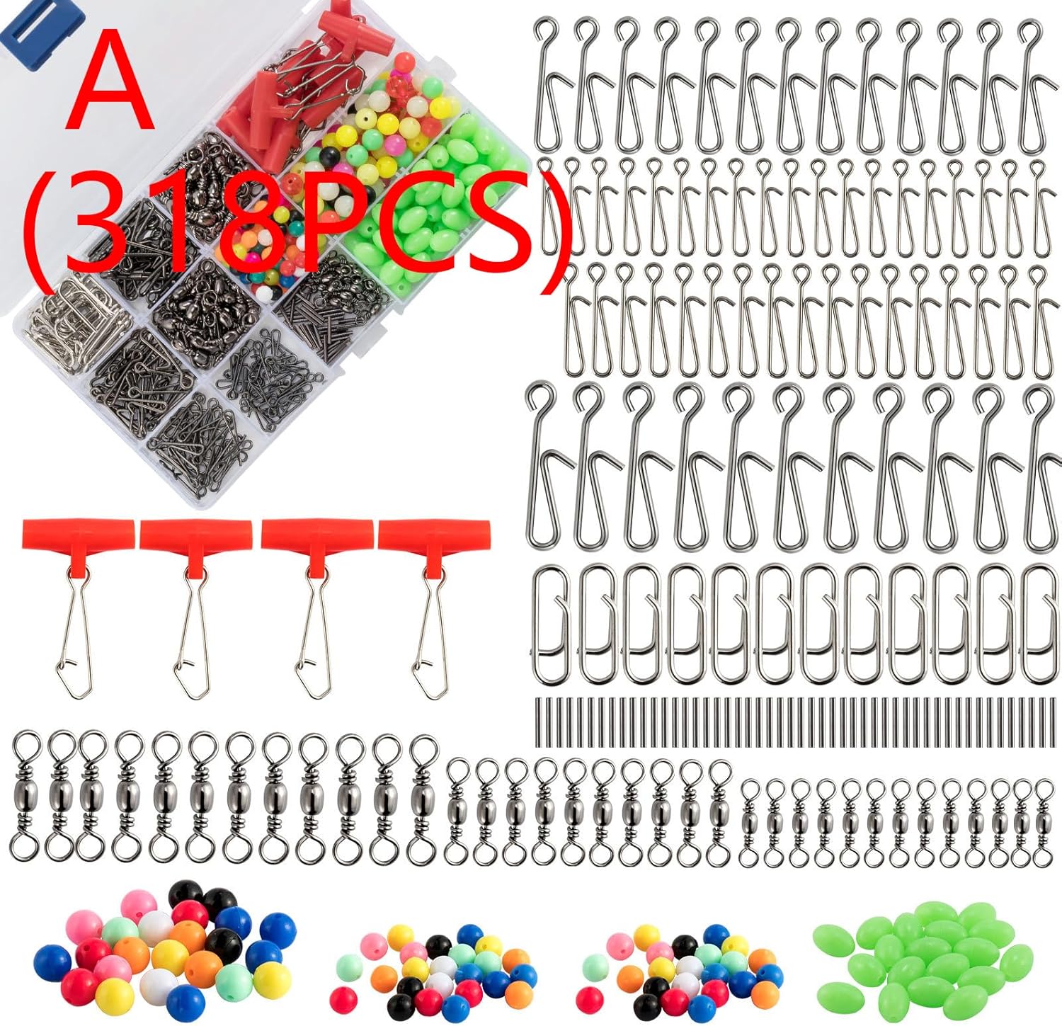 2 Set Sea Fishing Rig Making Kit Include Fishing Swivel Quick Change Snap Fast Link Clip Bead for Flapper Rig Saltwater Bass