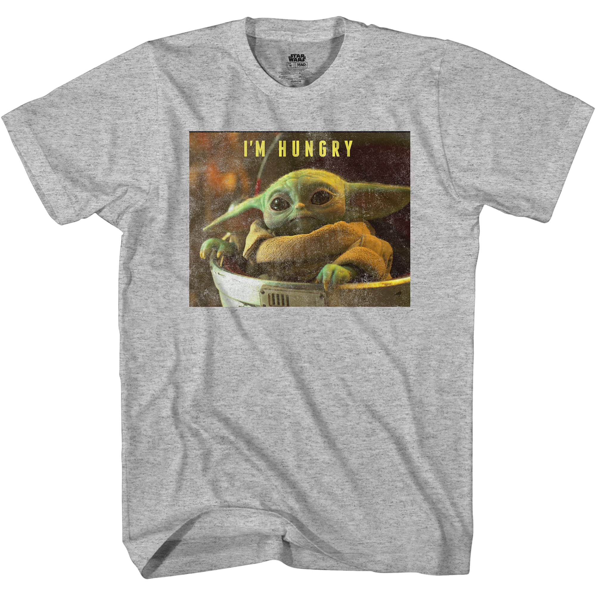 STAR WARS Hungry Child Baby Yoda Mandalorian Adult Tee Graphic T-Shirt for Men Tshirt