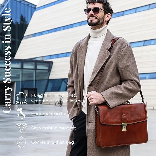 Miniatura 2 de Time Resistance Leather Briefcase - Italian Handmade Leather Laptop Bag - Handbag for Men - Professional Computer Case