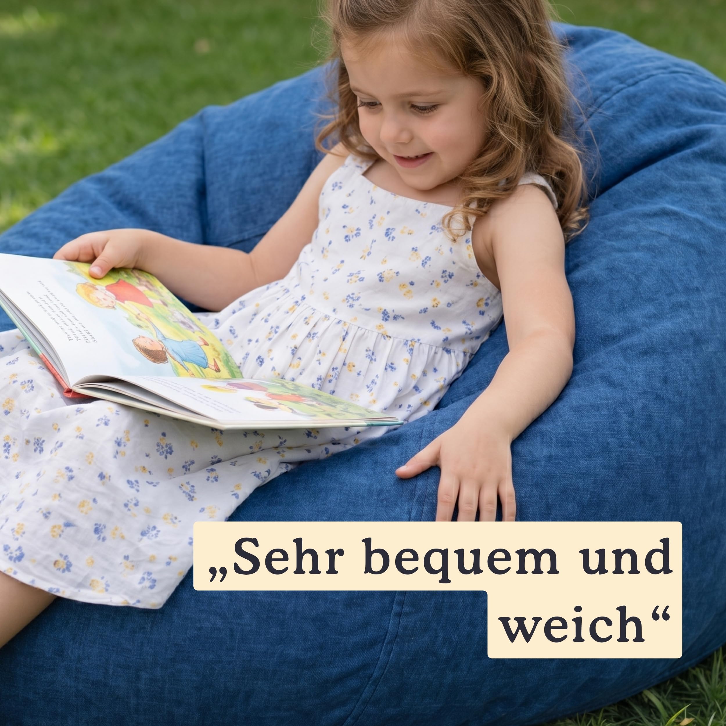 bananair - Sitzsack Kinder - Weich & Bequem, Maschinenwaschbarer Bezug, Leicht Transportierbar - Gaming Sitzsack mit Füllung, Bean Bag Chair XXL (80x70 cm, Blau)