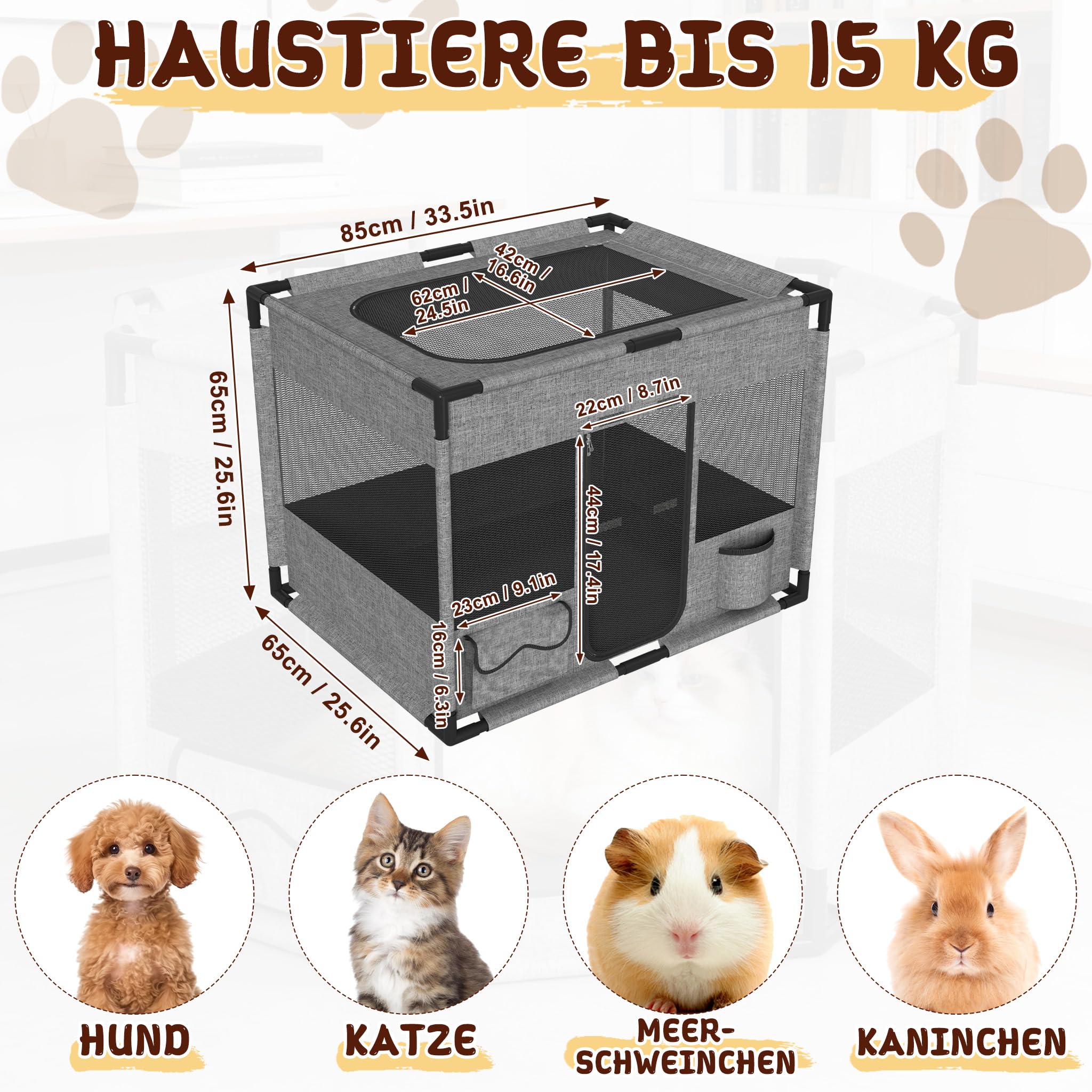 LZQ Parque plegable para mascotas Perro Gato Caído Caño para Perros Cachorros Caño para Perros Caídos Parque para Perros Gatos Animales Parque para Perros Gatos Animales Pequeños - Cuadrado M