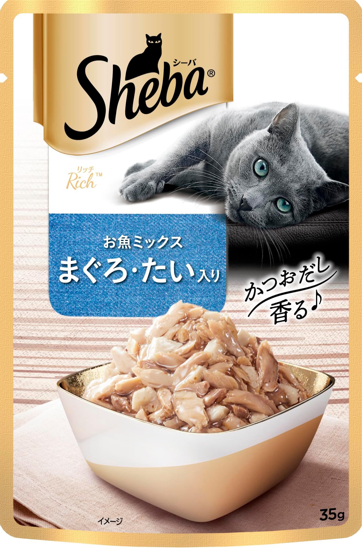 Sheba Adult Premium Wet Cat Food Food, Fish Mix (Maguro & Bream), 12 Pouches (12 X 35G)