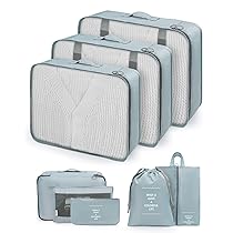 Carttiya 8 Pezzi Set Organizer per Valigie, Borse Organizer da Viaggio Impermeabili E Traspiranti Lavabili in Lavatrice, Borse Portaoggetti per Viaggi, Vacanze E Campeggio (Grigio)