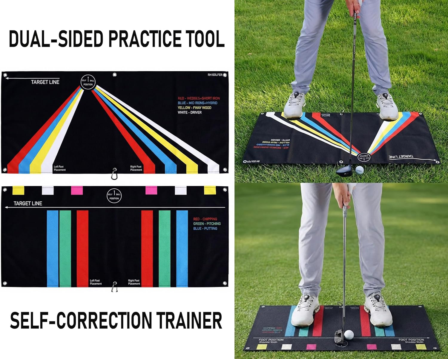 Golf Towel Training Aid for Beginner Golfers, Portable Golf Swing Plane Trainer Stance Alignment Towel for Ball Position, Putting, Chipping, Range Practice Build Consistency in Setup