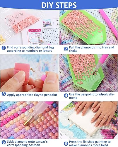 Miniatura 6 de Jean François - Kit de pintura de diamante de mijo 5D por números para adultos, kit de bordado de diamantes de imitación de cristal de punto de