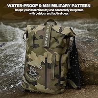 Vista 6 de Roll Top Waterproof Backpack, 25L Camouflage Pattern Dry Bag with MOLLE Loops and Adjustable Straps, WaterTight Hunting Backpack for Boating
