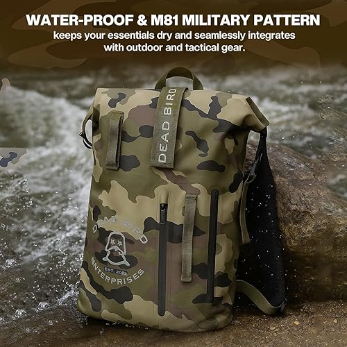 Miniatura 6 de Mochila WaterTight, patrón de camuflaje M81, diseño impermeable enrollable, M81 Camuflaje, Mediana, Táctica militar