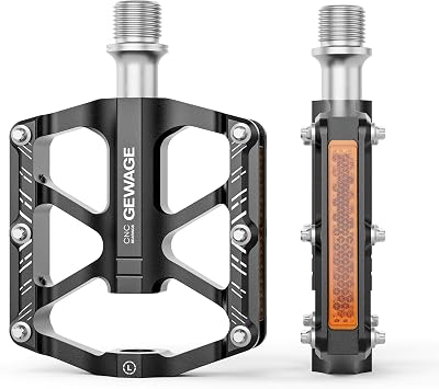 GEWAGE Folding Bike Pedals with Reflectors, 9/16 Inch Anti-Slip CNC Aluminum Platform Pedals for Folding Bikes, Mini Velo, Children's Bikes