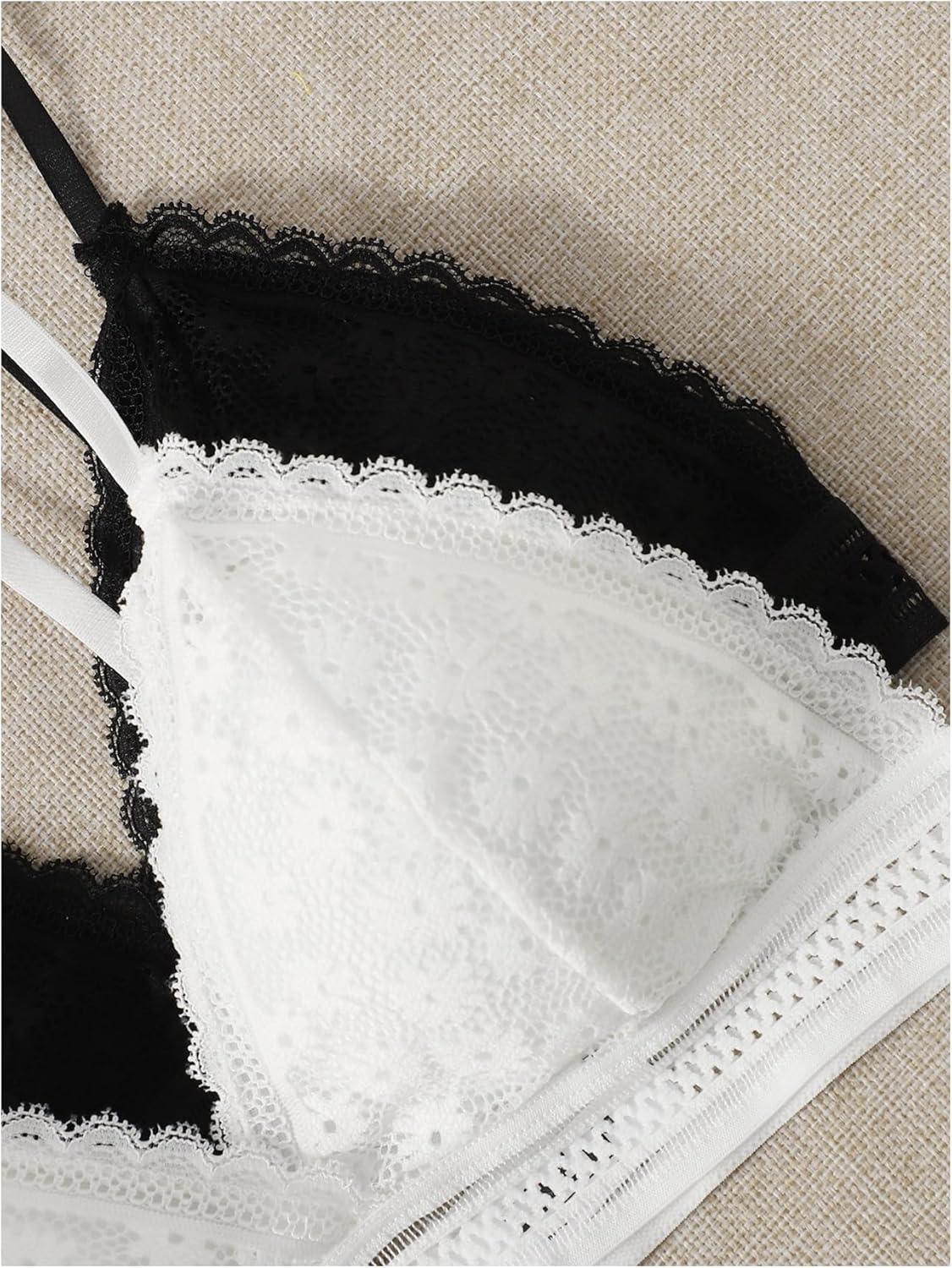 Women's 4 Pack Floral Lace Adjustable Straps Wireless Bra Scallop Trim Molded Bralettes Sets - Image 4