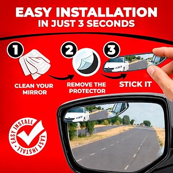 Utopicar Long Blind Spot Car Mirror Aesthetic Convex Mirrors 5.3 x 1.3 - Side Mirror Engineered Design - Up & Down Adjustable - Blind Spot Rear View Mirrors for Car (2-Pack)