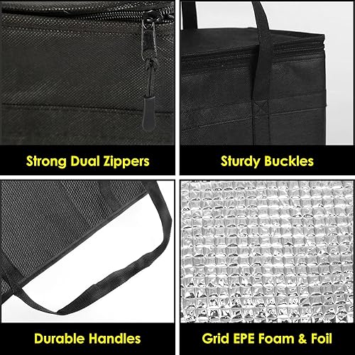 Miniatura 5 de Paquete de 12 bolsas enfriadoras con aislamiento XXXL extra grandes, bolsas de 23 x 15 x 14 pulgadas, bolsas aisladas con parte superior con