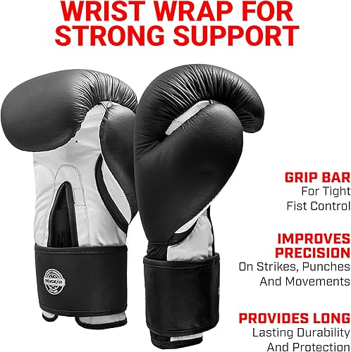 Vista 3 de Revgear Guantes de boxeo de cuero profesional Guantes de entrenamiento de boxeo llamativos, guantes de bolsa pesada, soporte de muñeca con gancho