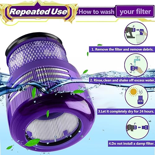 Miniatura 6 de Paquete de 2 filtros de repuesto para Dyson V11 Animal, V11 Torque Drive Detect Aspiradora inalámbrica, repuesto # 970013-02