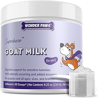Wonder Paws Premium Goat Milk Powder for Dogs – Supports Digestion, Immune Health & Allergies – Goat’s Milk with Probiotics for All Ages, Sizes & Breeds – 8.25 oz