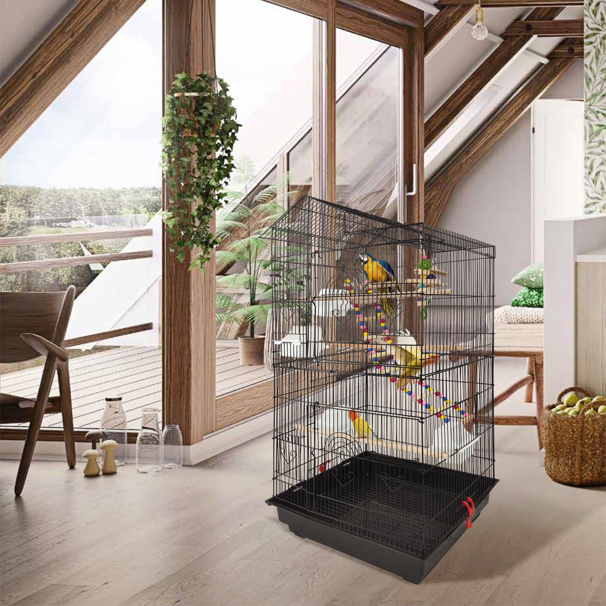 LZQ Vogelhaus Vogelkäfig Vogelvoliere Papageienkäfig Metall Käfig für Papageien Tauben Vogel Haustier (mit Spielzeug)