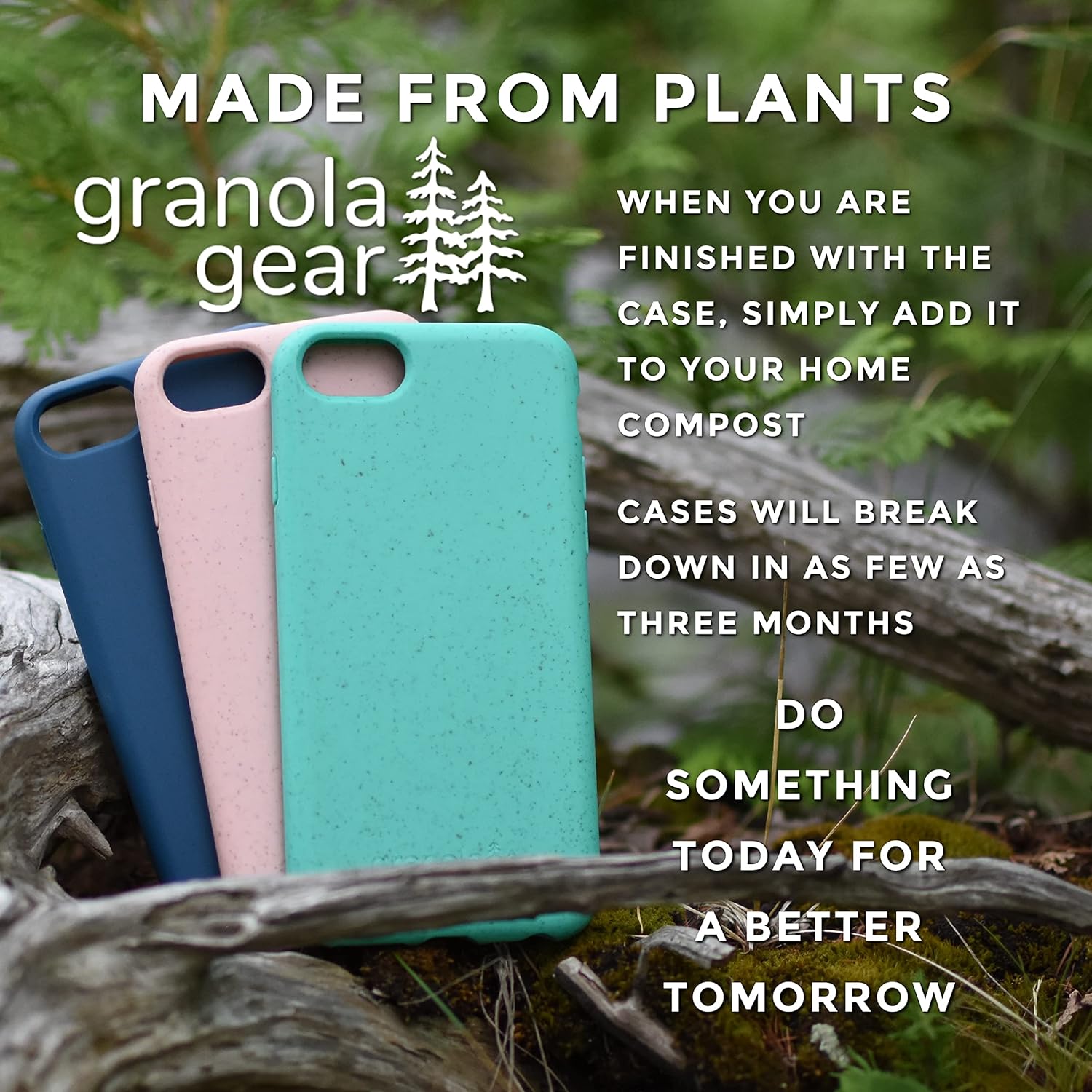 Eco by GranolaGear - Eco-Friendly Phone Case for iPhone 6/6s/7/8/SE - Biodegradable, Compostable, Plastic-Free, Made from Plants - Pink Sands