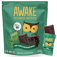 Vista 13 de AWAKE - Bocaditos de chocolate con cafeína - Chocolate con leche y caramelo, 50 bocaditos - 50mg de cafeína - Bocaditos energéticos envueltos