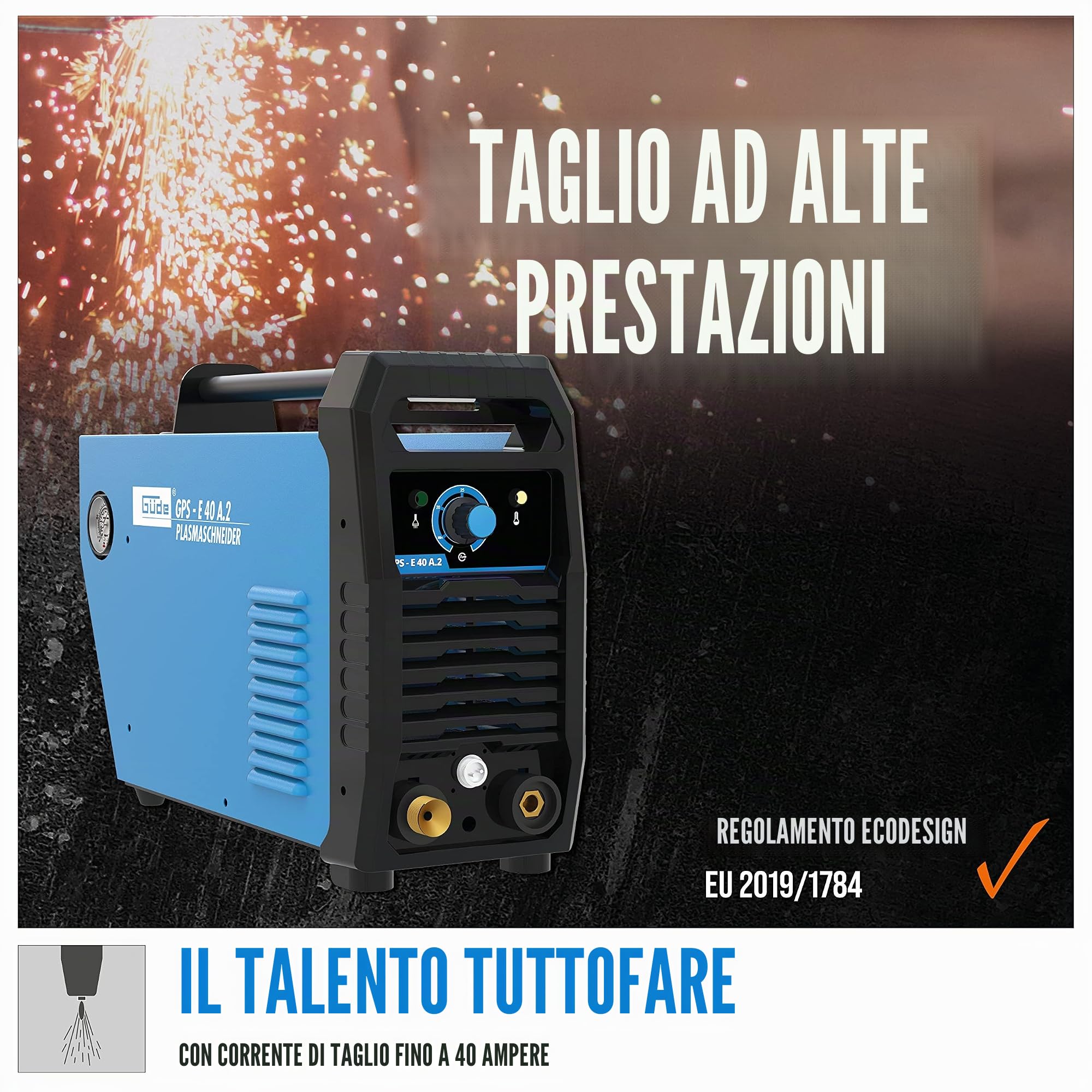 Güde 20092 - Taglierina al plasma GPS-E 40 A.2 (taglierina per plasma ad alta frequenza, bruciatore da 2,5 m, spessore del materiale max. 12 mm)