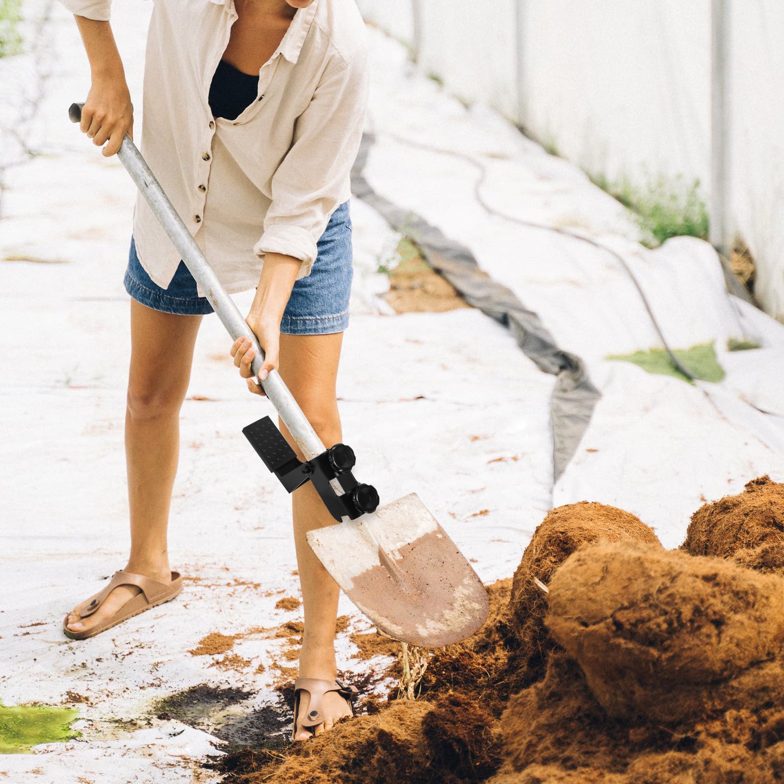 Asistente de Pala para Jardín, Potenciador de Barra de Excavación Negro