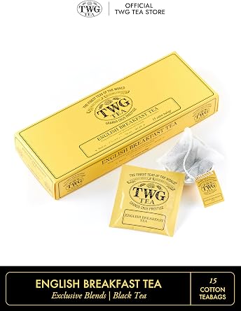 TWG Tea | English Breakfast Tea | Black Tea | Floral Undertones | 15 Hand Sewn Cotton Teabags | Gift Set