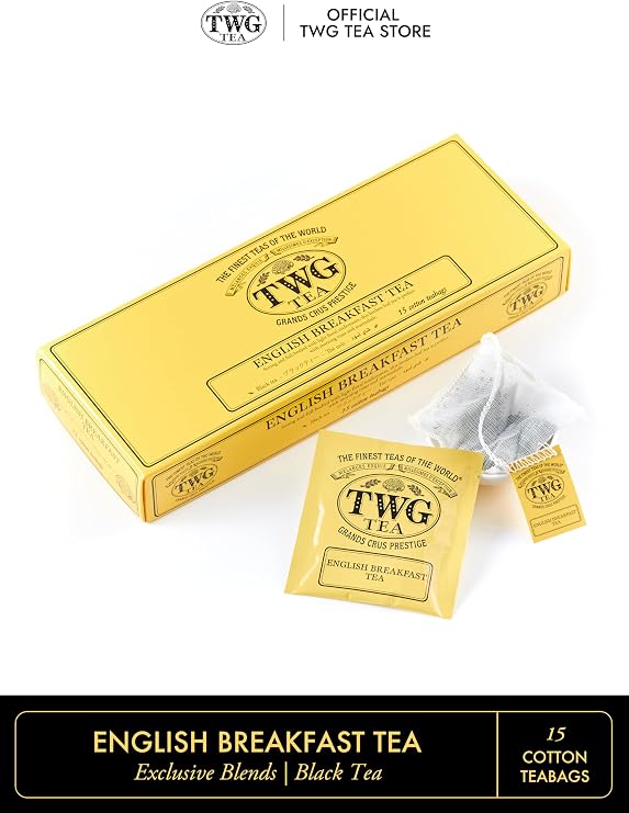 TWG Tea | English Breakfast Tea | Black Tea | Floral Undertones | 15 Hand Sewn Cotton Teabags | Gift Set