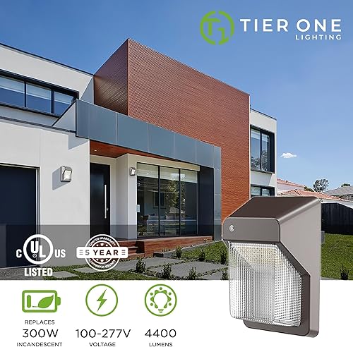 Miniatura 4 de TIERONE Paquete de luz LED de pared de 40 W con fotocélula del atardecer al amanecer, luz LED de montaje en pared al aire libre para porche, jardín,