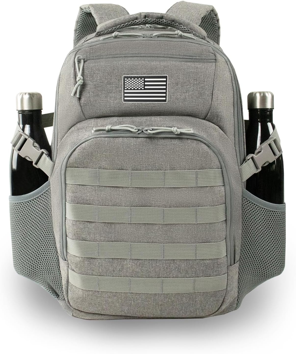 Military Tactical Backpack for Travel Hiking, 30L Backpack for Men and Women with Bottle Holder, Small Laptop Backpack for Work, College Computer Bag Fits 15.6/17 Inch Laptop and Notebook - Gray