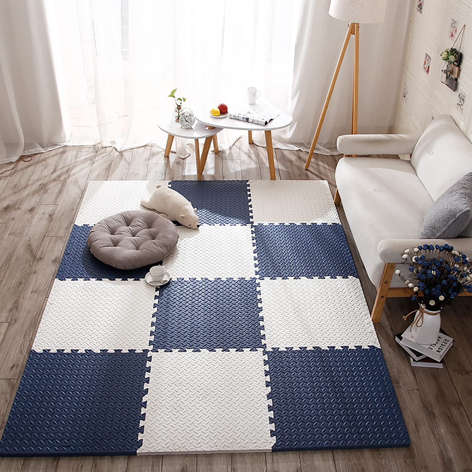 24/30 / 40 Pièces Tapis De Sol Puzzle Mousse Bébé,Tapis Sol Bebe Épais De 1Cm avec Bordure,Tapis De Rampe Antidérapant,Tapis De Protection De Sol,Tapis De Jeu Enfant,G,24Pcs