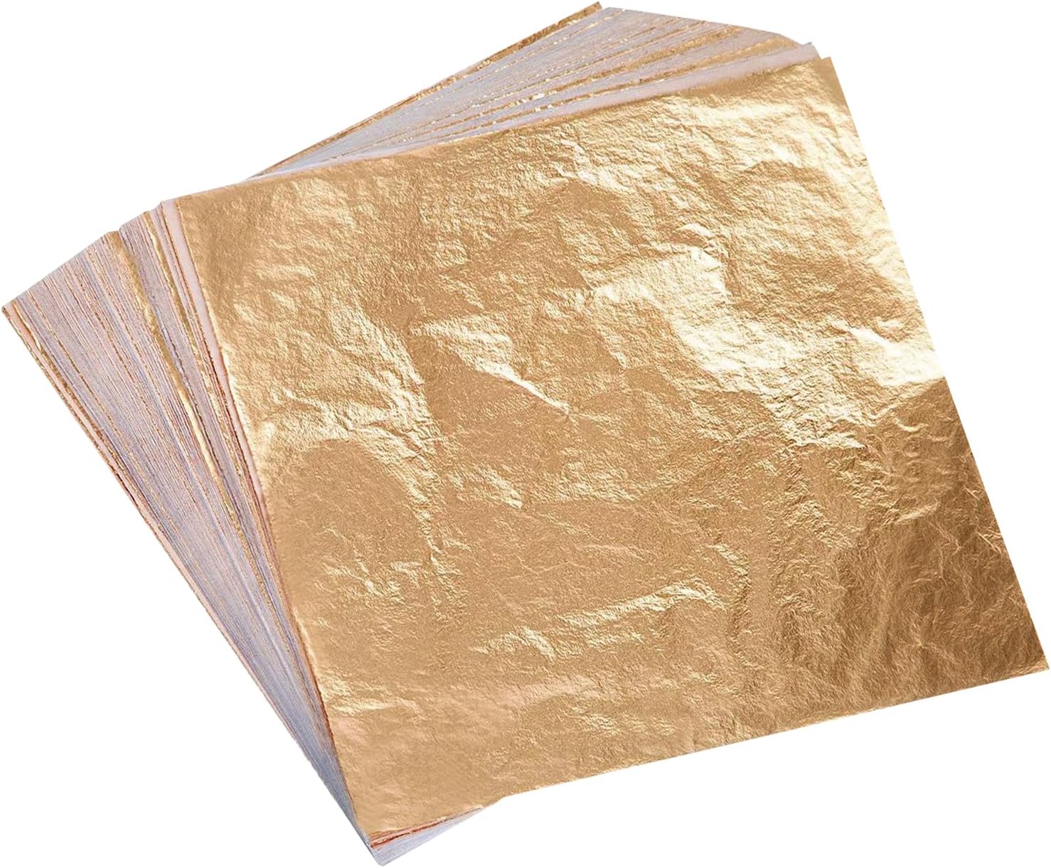 Wadities 100pcs Imitation Gold Leaf Sheets, 14 x 14 cm Gold Foil Multipurpose Gold Leaf for Nail, Art & DIY Project, Picture Frame, Home Wall, Interior and Multi Artistic Decoration